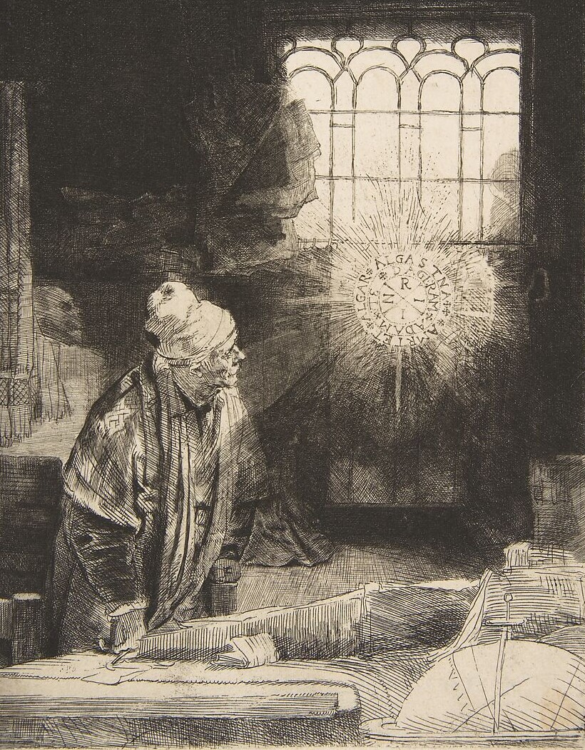 A Scholar in His Study, Rembrandt (c. 1650s)